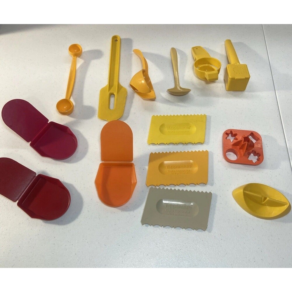 Vintage Tupperware Mixed Lot Yellow Orange Kitchen Tools Read Description